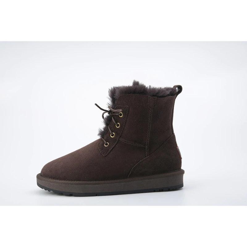 Winter Warm Fur Snow Boots With Lace Up Closure And Rubber Sole-The Boston Boots