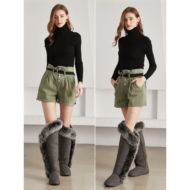 High Design Snow Boots With Fur Lined Slip On Footwear-The Boston Boots