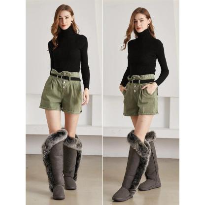 High Knee Fur Snow Boots - The Boston Boots