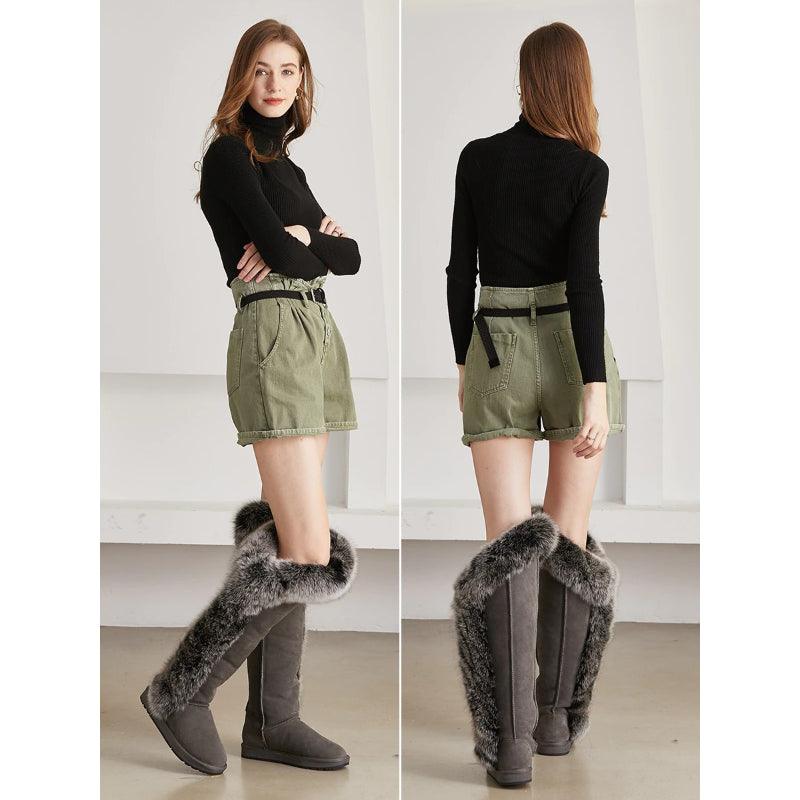 High Design Snow Boots With Fur Lined Slip On Footwear-The Boston Boots