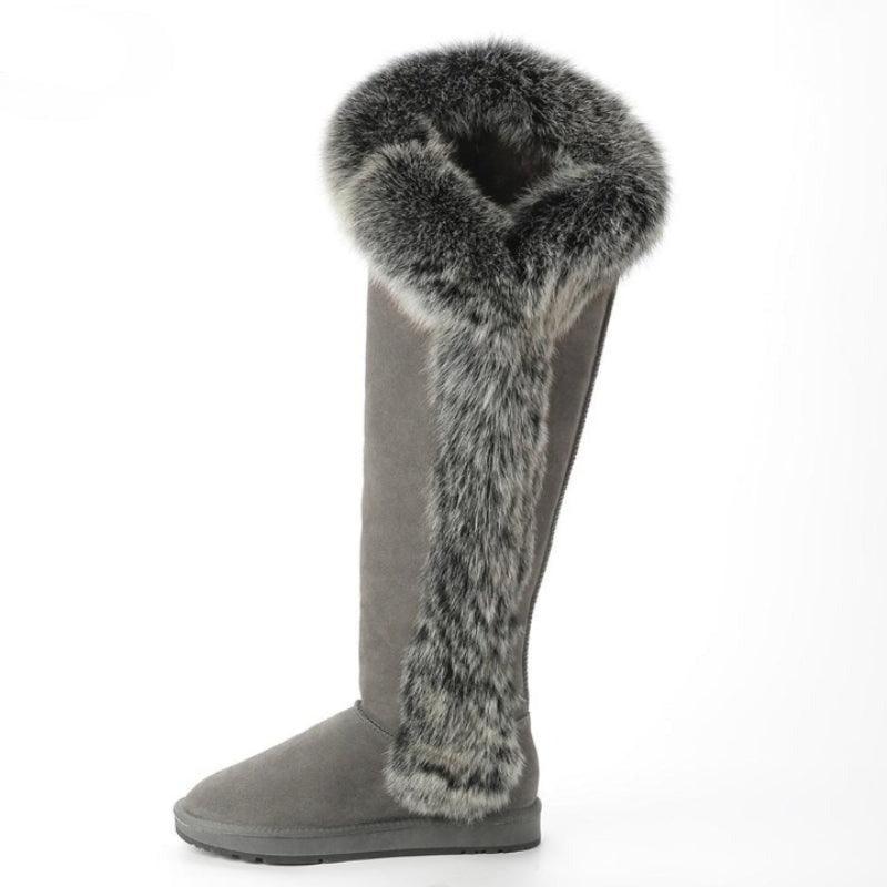 High Knee Fur Snow Boots - The Boston Boots