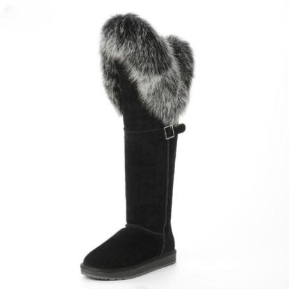 Over The Knee Black Strap Snow Boots - The Boston Boots