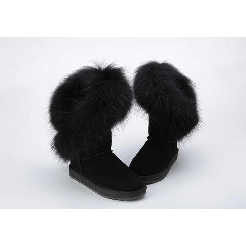 High Snow Boots With Slip On Water Resistant Winter Footwear-The Boston Boots