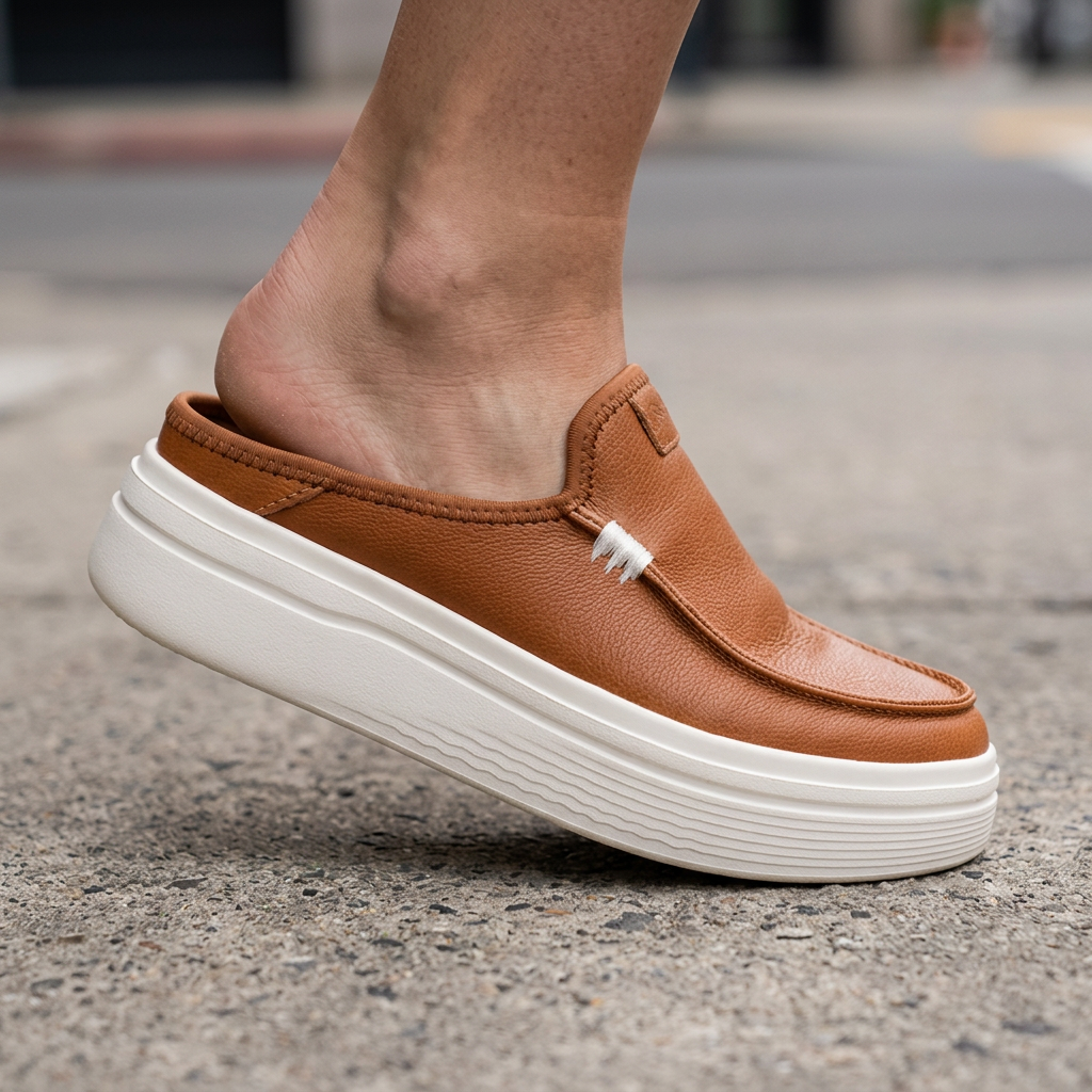 Women's Platform Leather Slip-On Mule