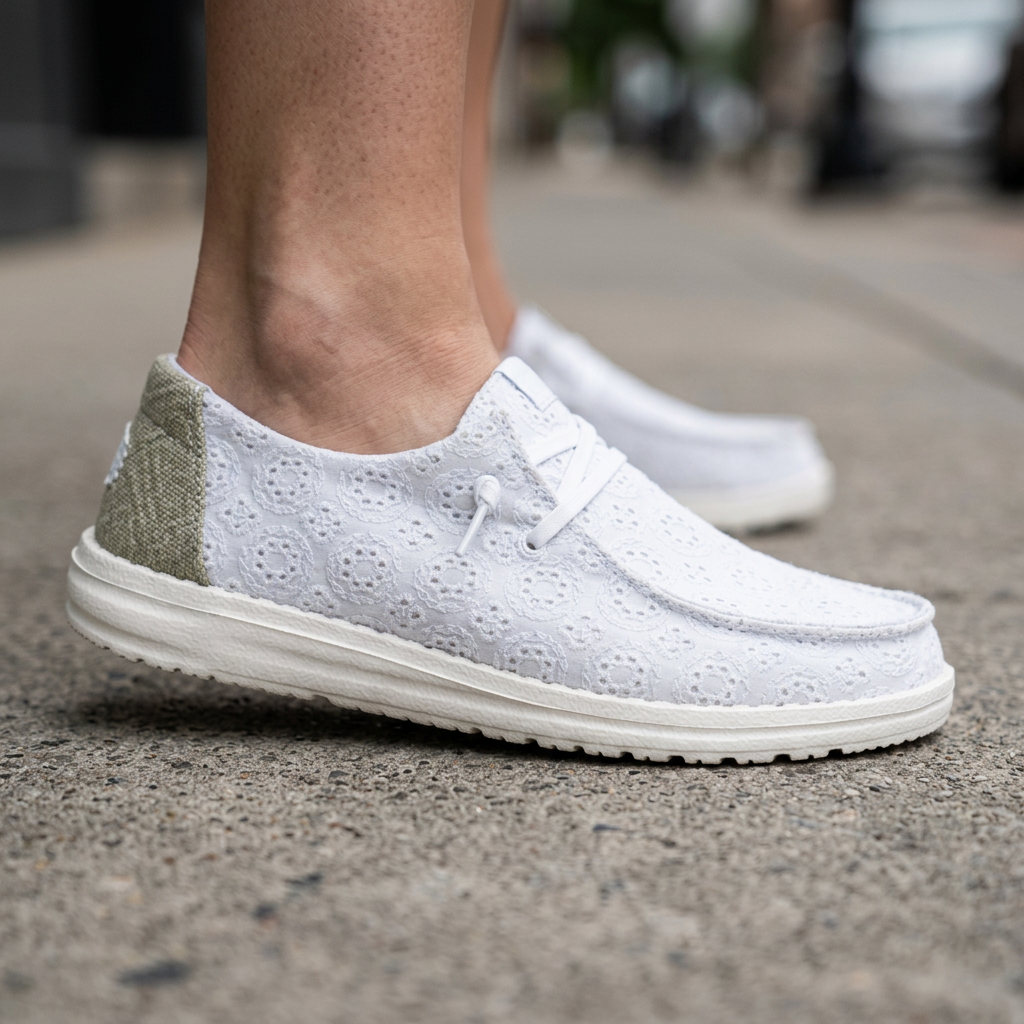 Eyelet Lace Casual Slip On Shoes For Women