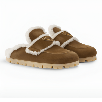 Shearling Lined Suede Slip On Loafers - The Boston Boots