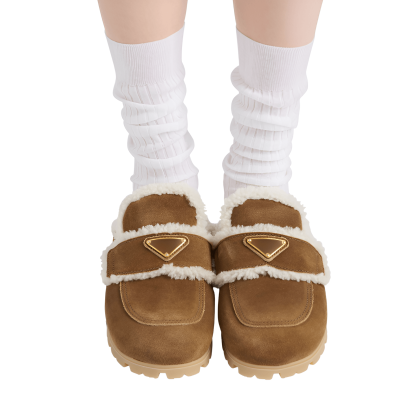 Shearling Lined Suede Slip On Loafers - The Boston Boots