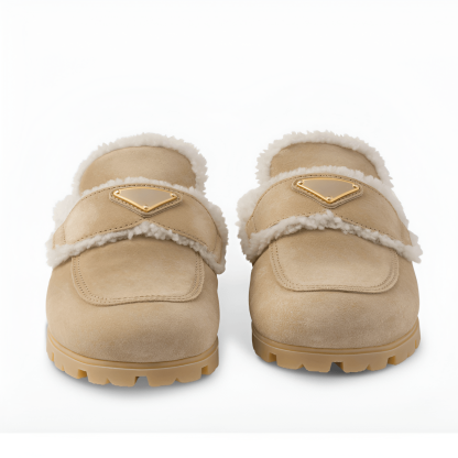 Shearling Lined Suede Slip On Loafers - The Boston Boots