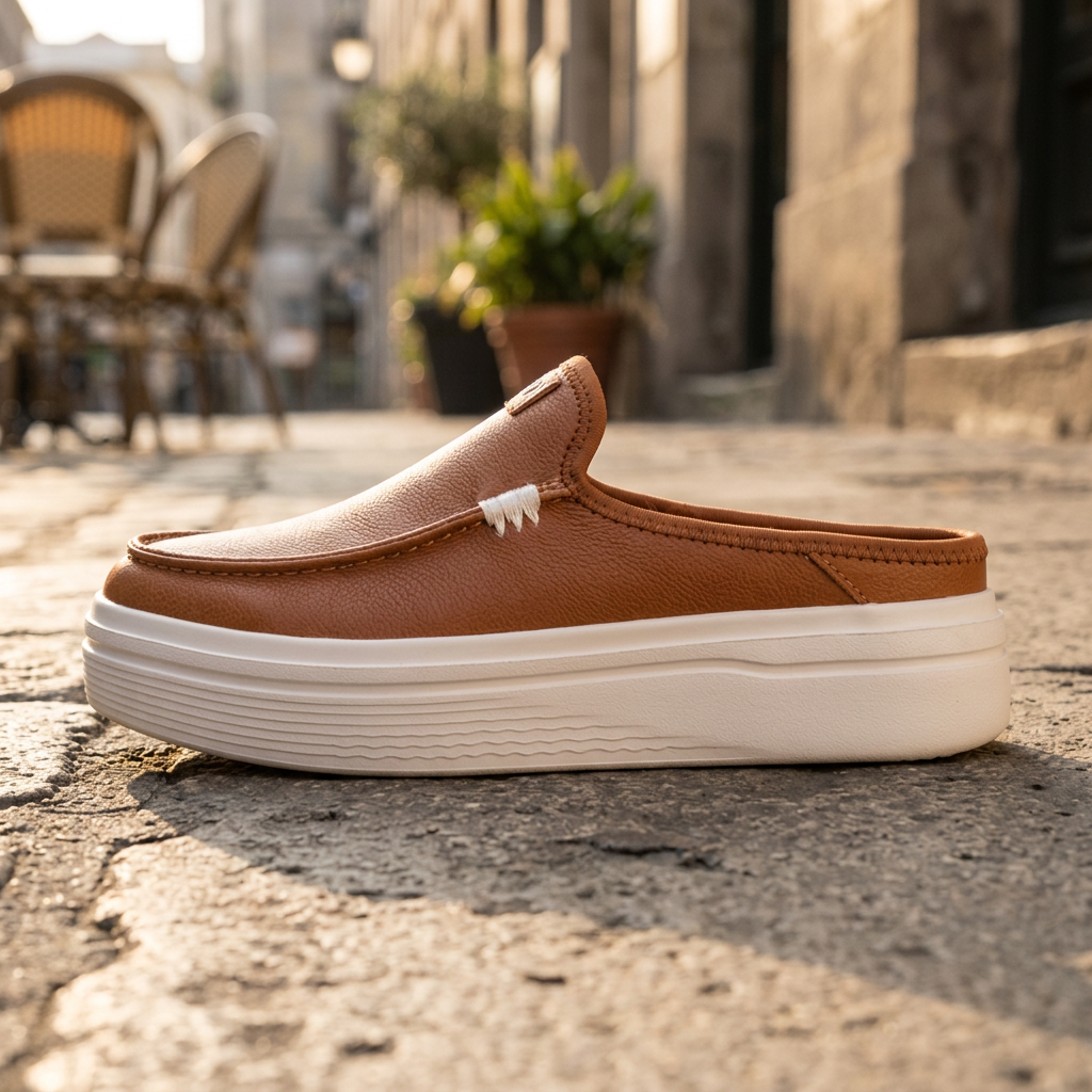 Women's Platform Leather Slip-On Mule