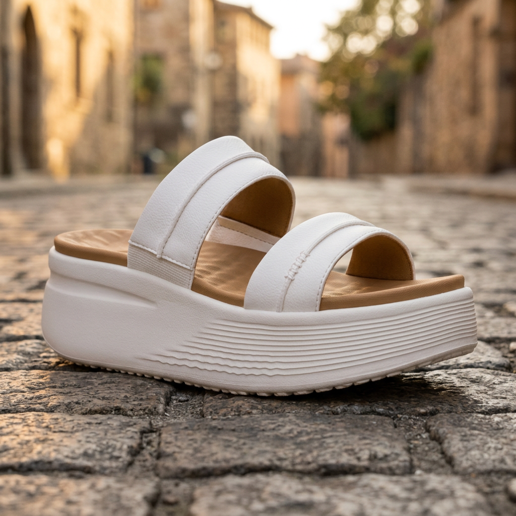Women's Platform Slide Sandal with Memory Foam Straps