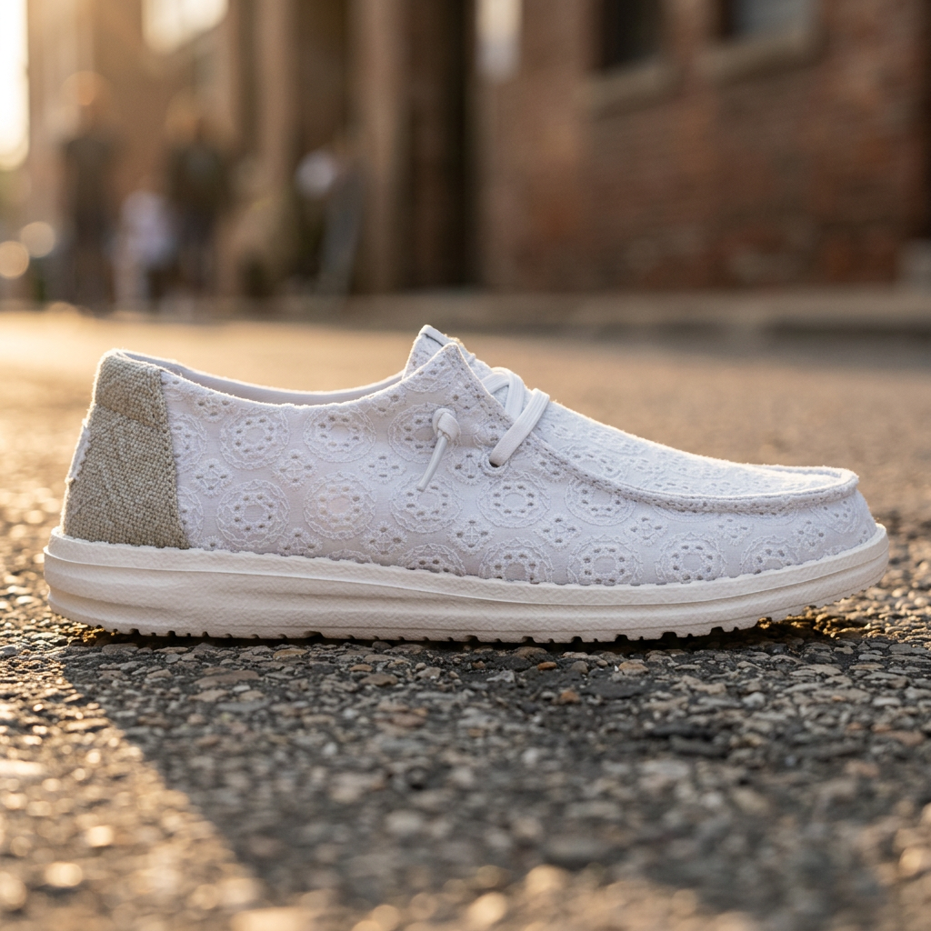 Eyelet Lace Casual Slip On Shoes For Women