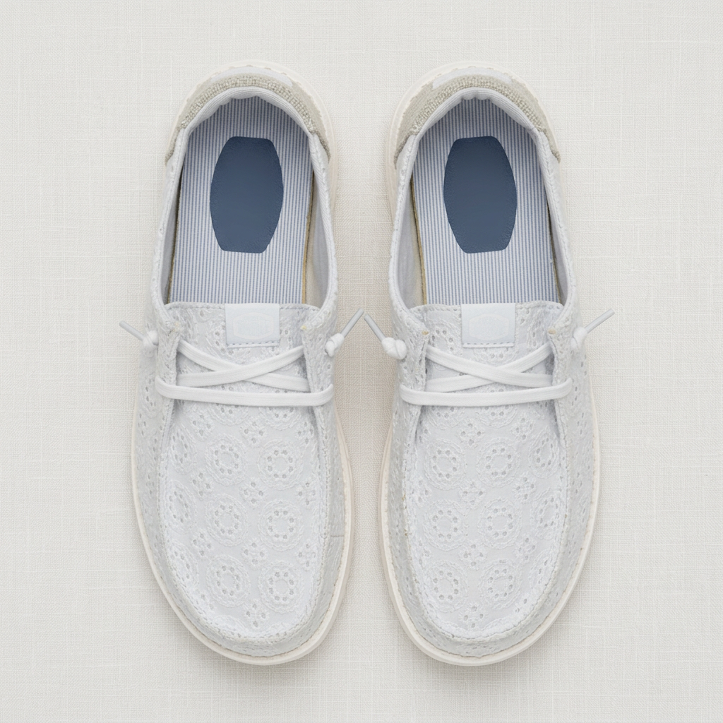 Eyelet Lace Casual Slip On Shoes For Women