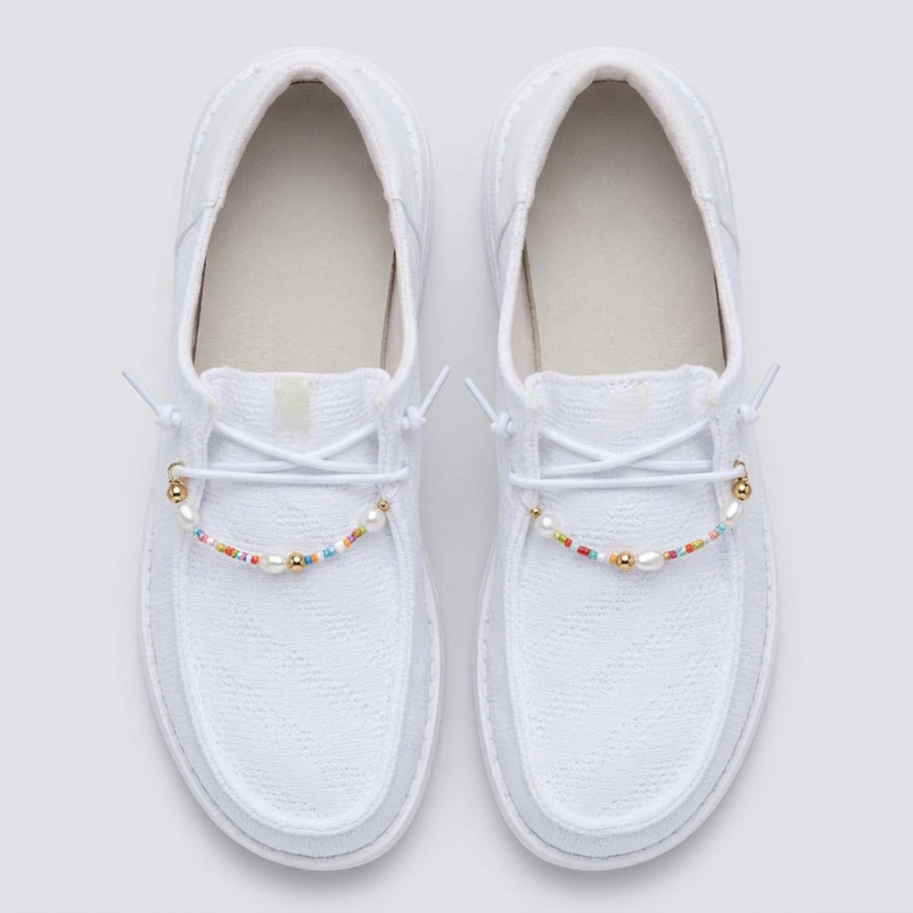 Funk Mesh Beaded Lace Casual Shoes For Women