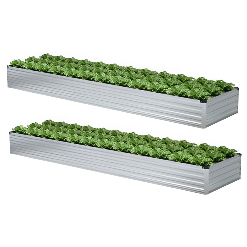 Two Pack 6x3x1 Foot Galvanized Raised Metal Garden Beds Kit Planter Box