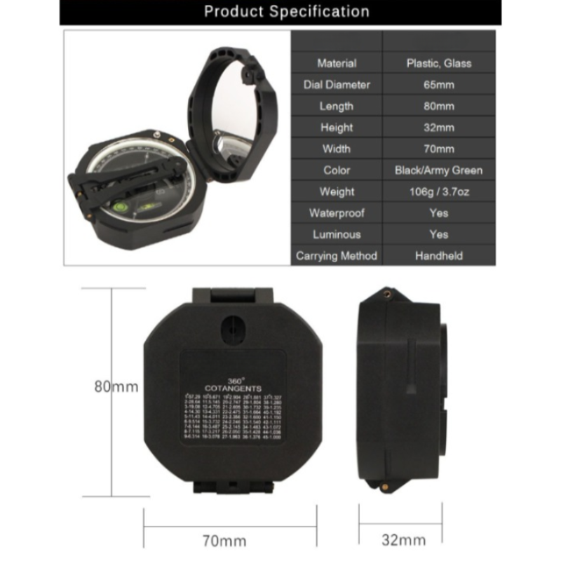 Professional Military Outdoor Survival Camping Equipment Geological Pocket Compass-USA Camp Zone