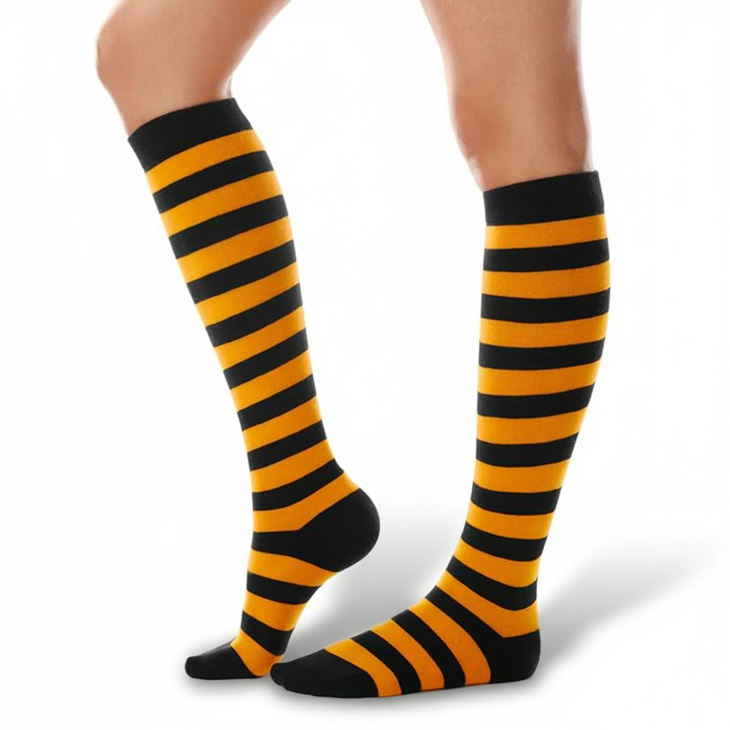 Women Retro Striped Sporty Cotton Crew Socks