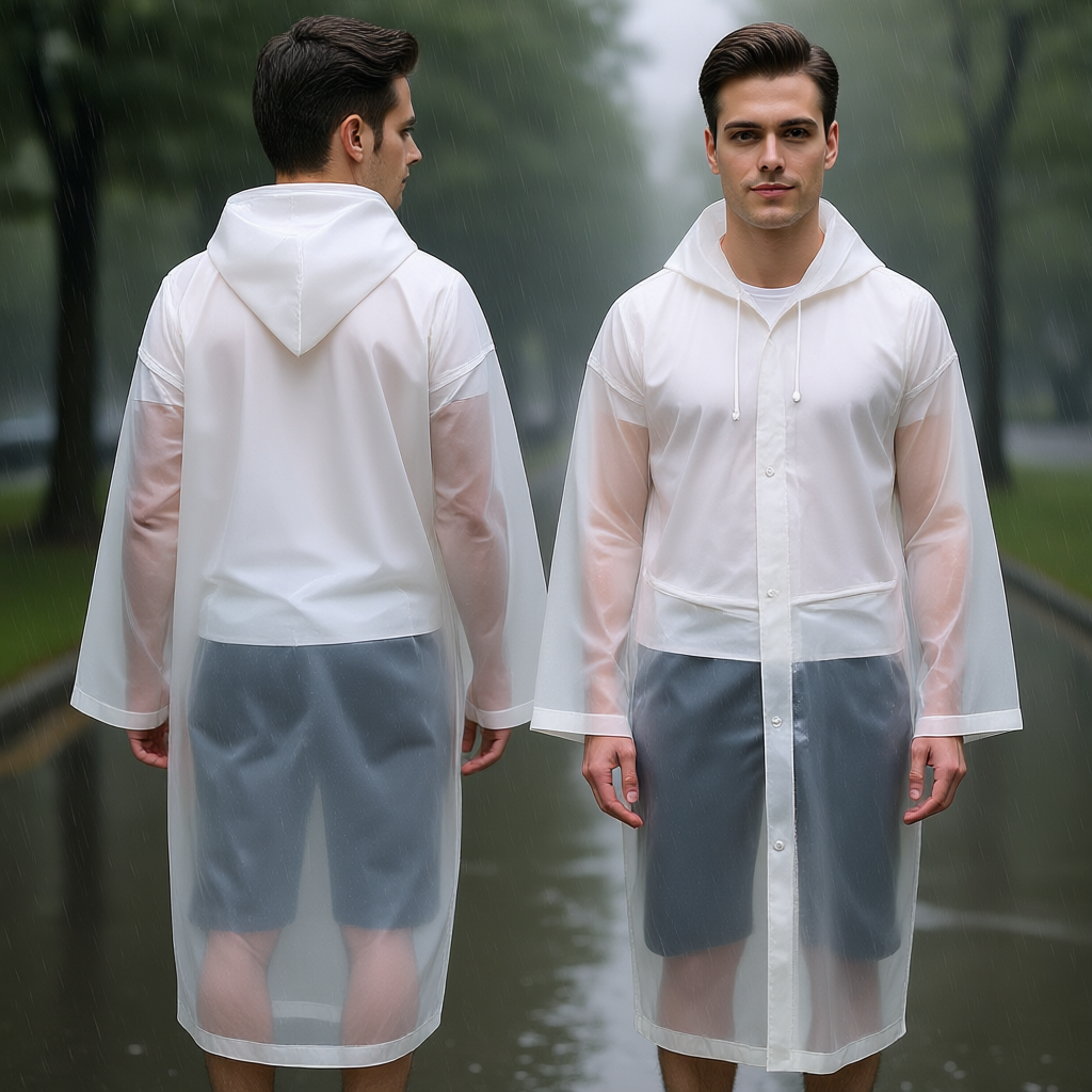 Pack Of 2 Reusable Rain Ponchos With Hood For Adults