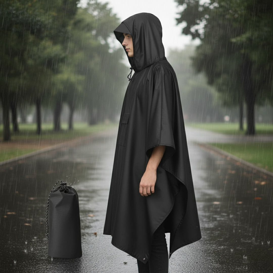 Hooded Rain Poncho For Adult With Pocket