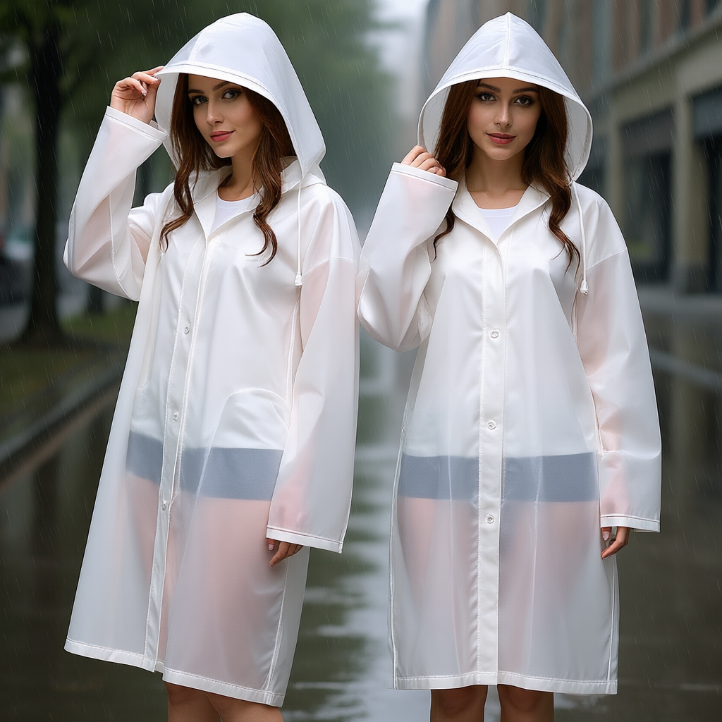 Pack Of 2 Reusable Rain Ponchos With Hood For Adults