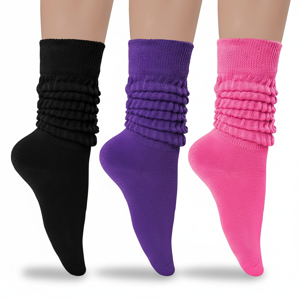 3 Pair Pack Women Knit Slouch Socks