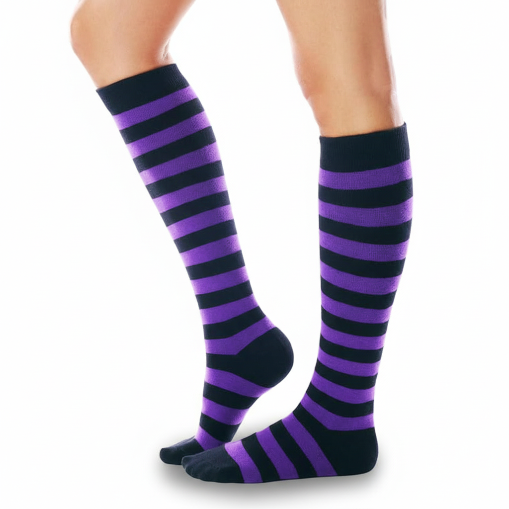 Women Retro Striped Sporty Cotton Crew Socks