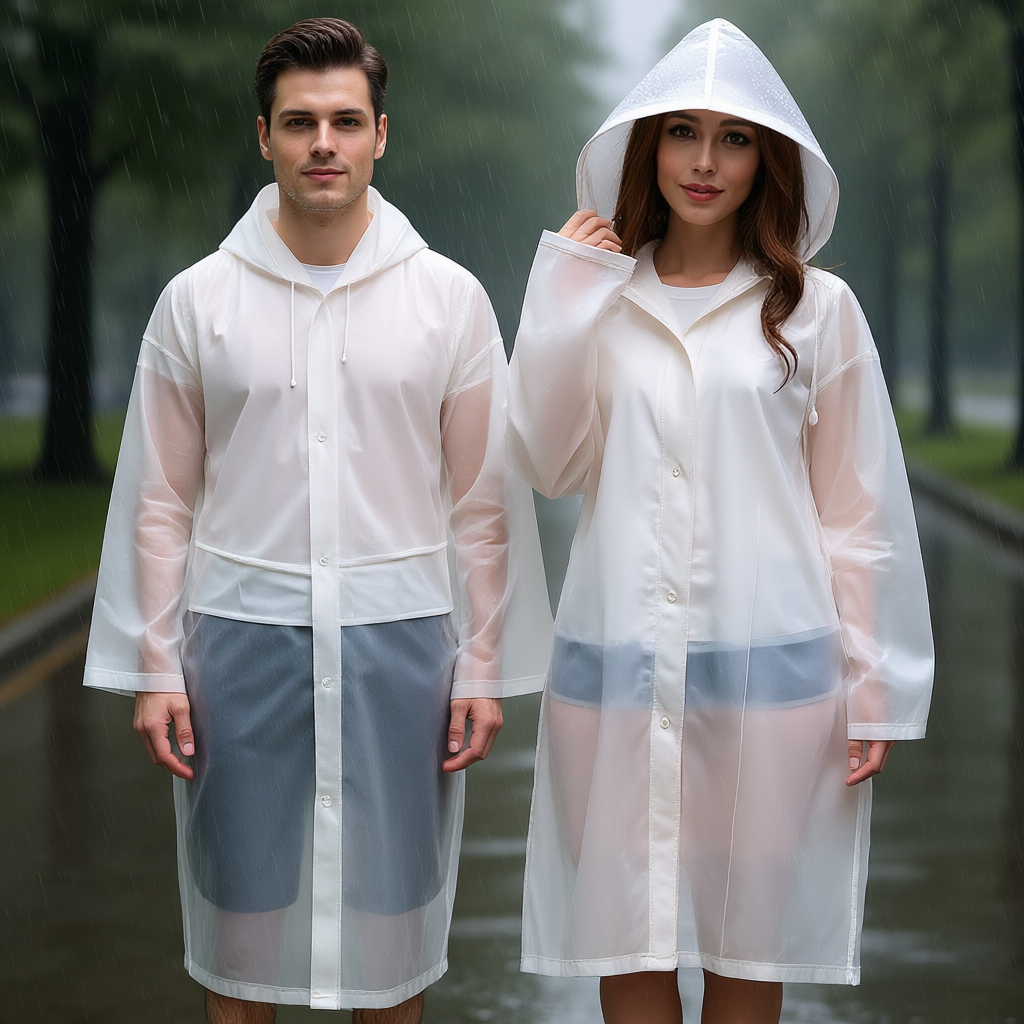 Pack Of 2 Reusable Rain Ponchos With Hood For Adults