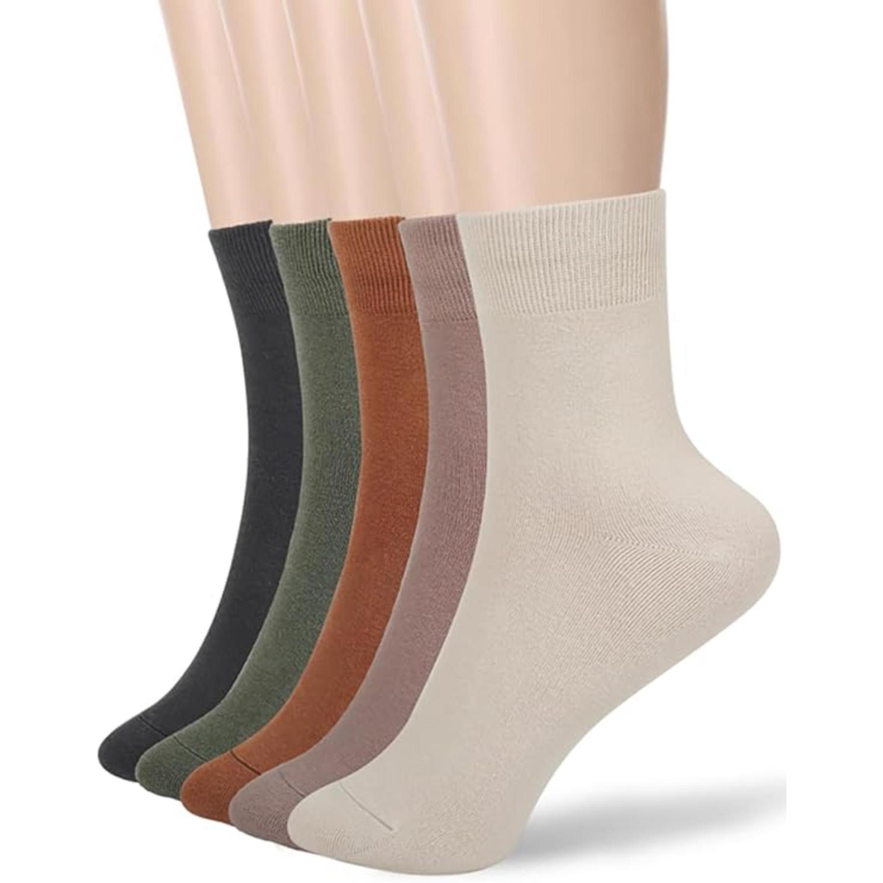 Pack Of 5 Soft Cozy Thin Crew Socks For Women
