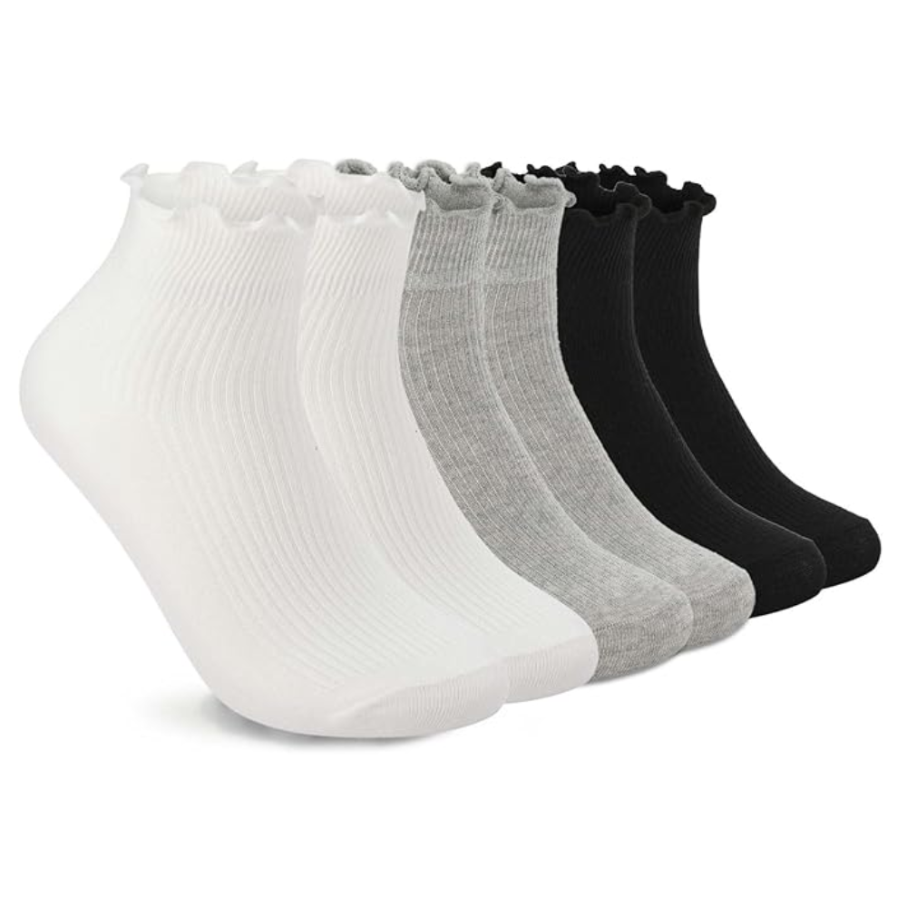 6 Pairs Women Ruffle Socks Soft Frilly Style