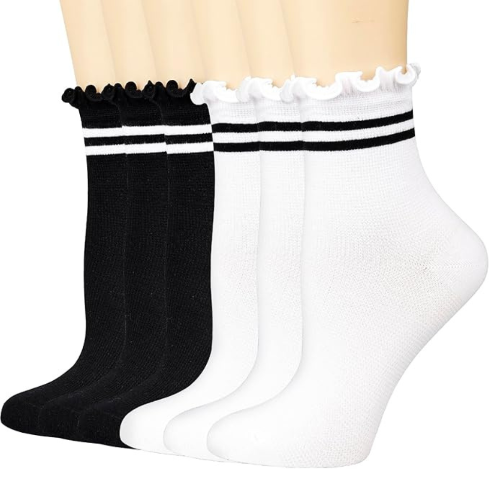 Pack Of 6 Casual Ankle Ruffle Socks For Women