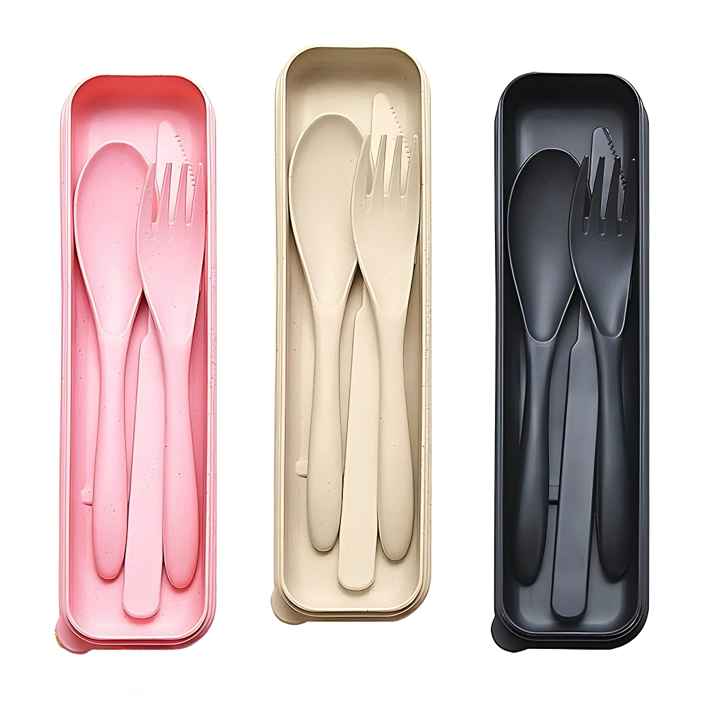 Pack Of 3 Reusable Travel Utensils Set With Case