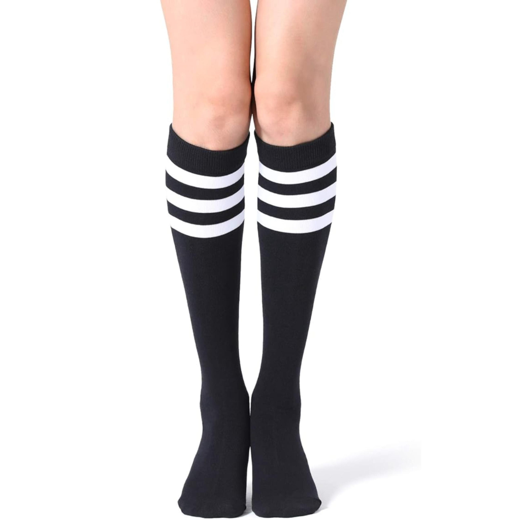 Women 4 Pairs Athletic Tube Striped Socks