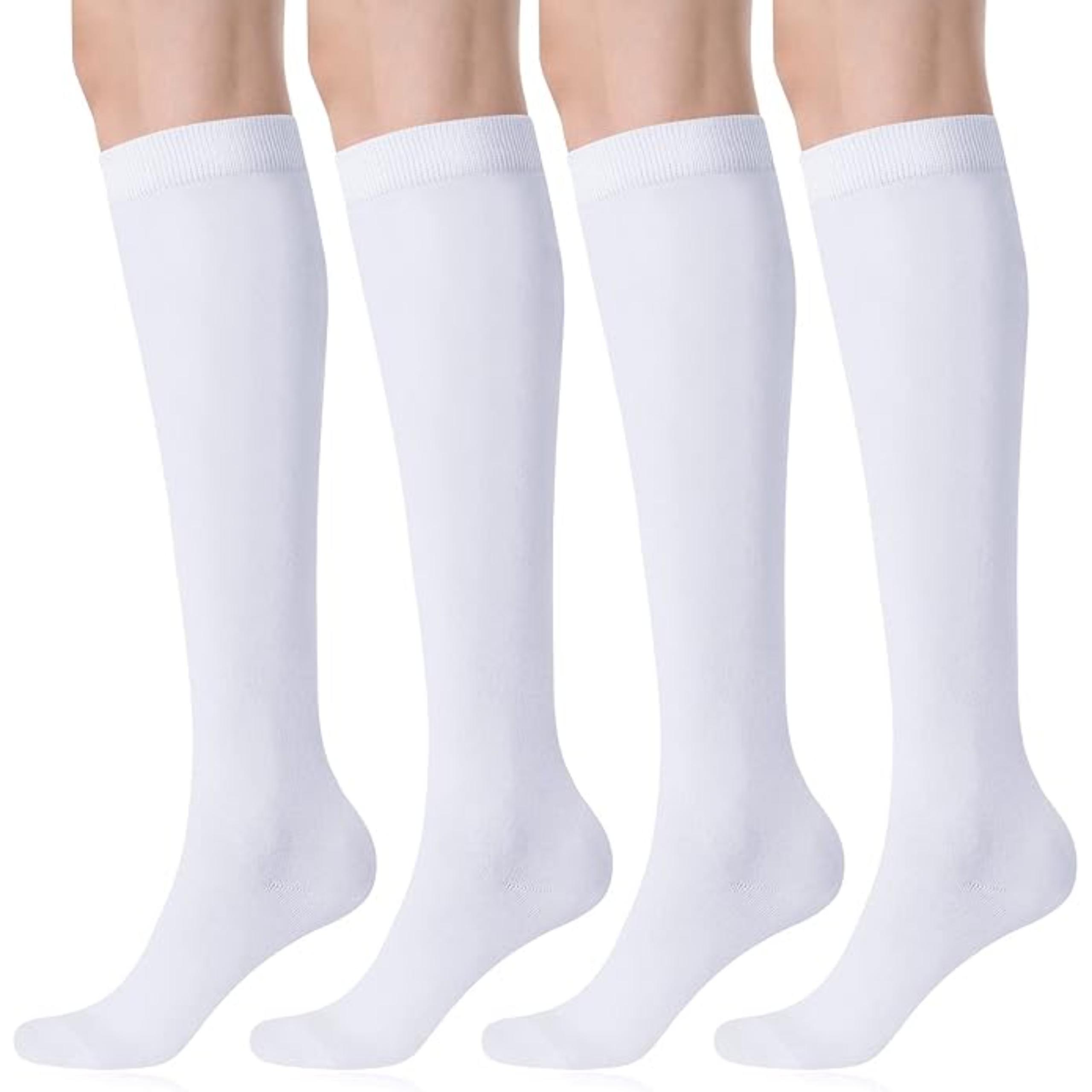Women 4 Pairs Sporty Cotton Crew Socks