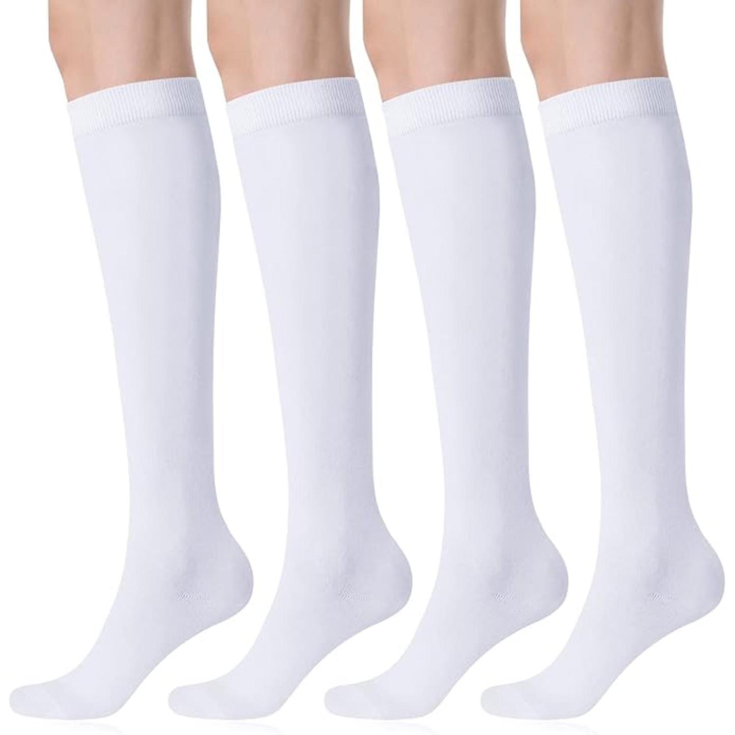 Women 4 Pairs Sporty Cotton Crew Socks