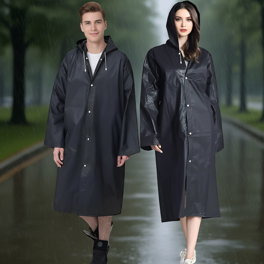 Pack Of 2 Reusable Rain Ponchos With Hood For Adults