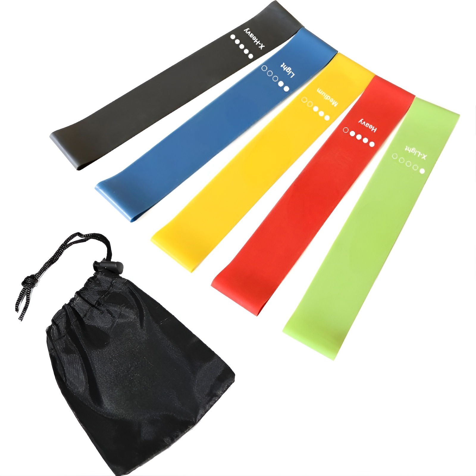 Resistance Loop Exercise Bands with Instruction Guide and Carry Bag Set of 5