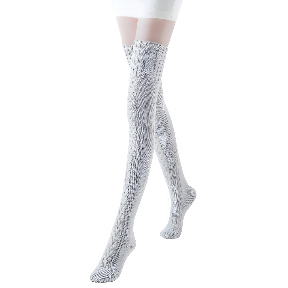 Womens Thigh High Socks Over The Knee Cable Knit Boot Socks