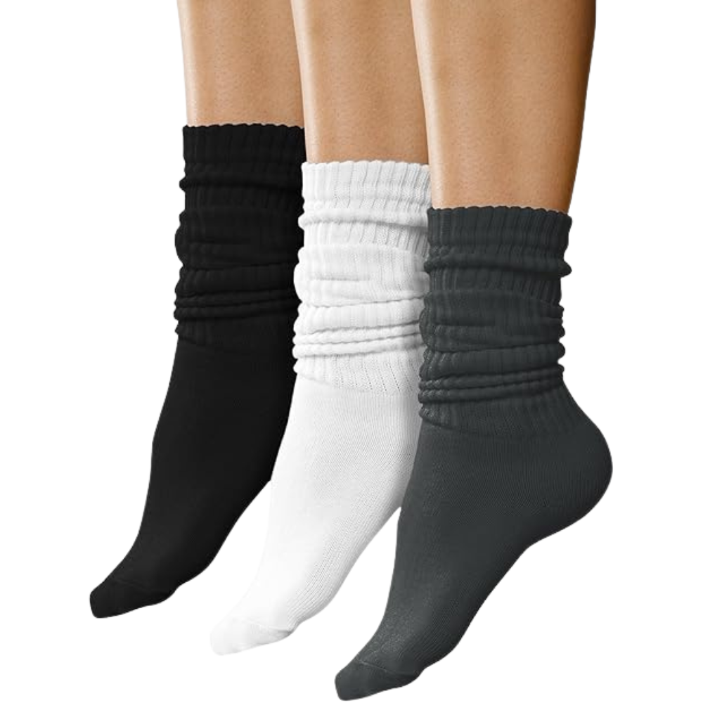 Pack Of 3 Women Slouch Socks With Extra Long Scrunch Style