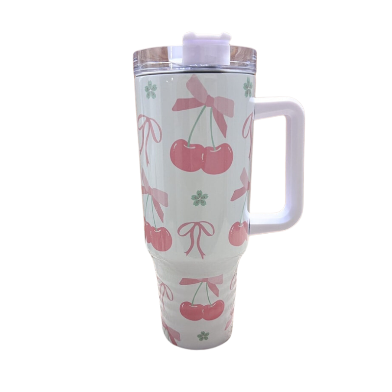 Cherry Coquette 40 oz Travel Tumbler With Bows  Stylish And Functional Companion