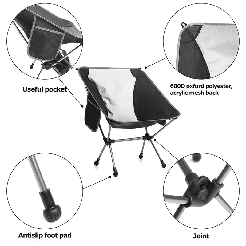 Superhard High-Load Outdoor Camping Portable Folding Chair-USA Camp Zone