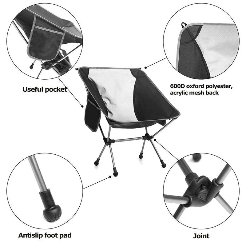 Superhard High-Load Outdoor Camping Portable Folding Chair-USA Camp Zone