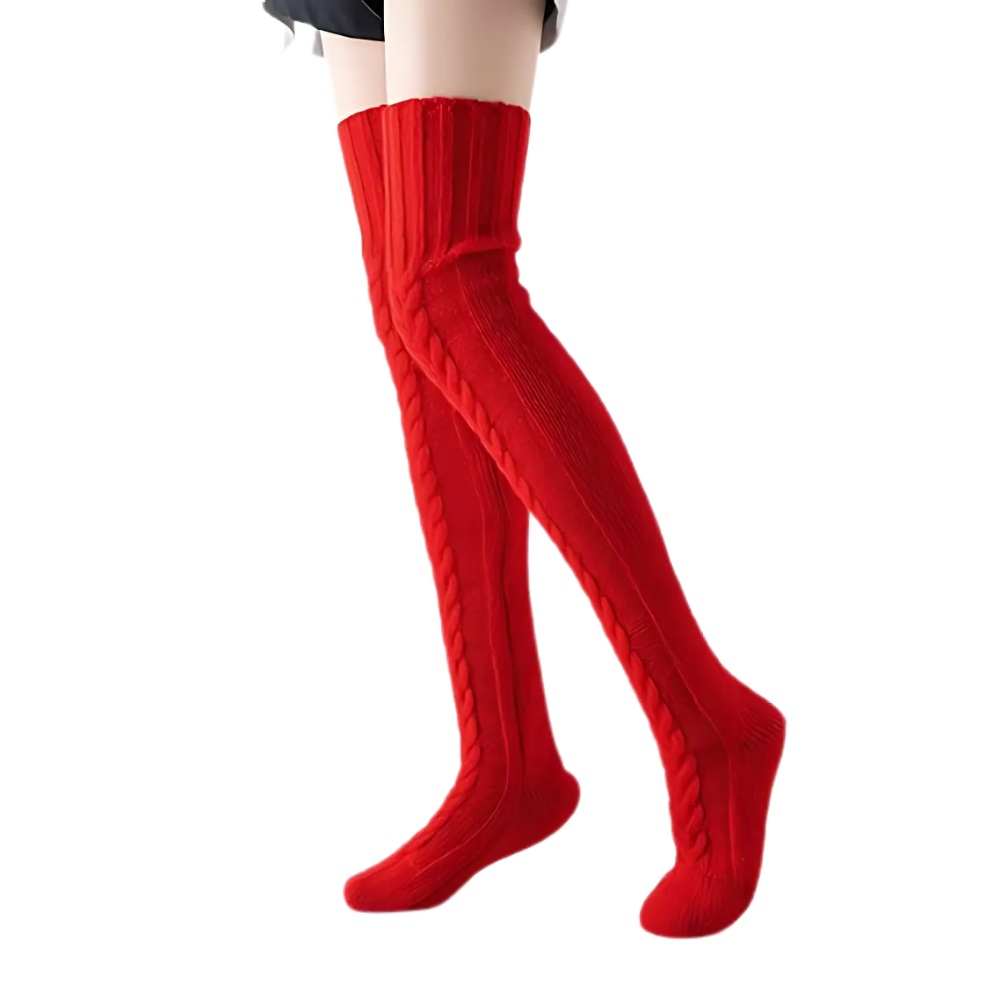Womens Thigh High Socks Over The Knee Cable Knit Boot Socks