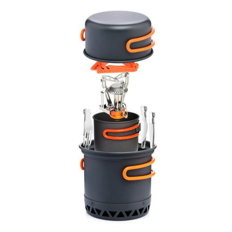 Camping Cookware Set With Gas Burner-USA Camp Zone