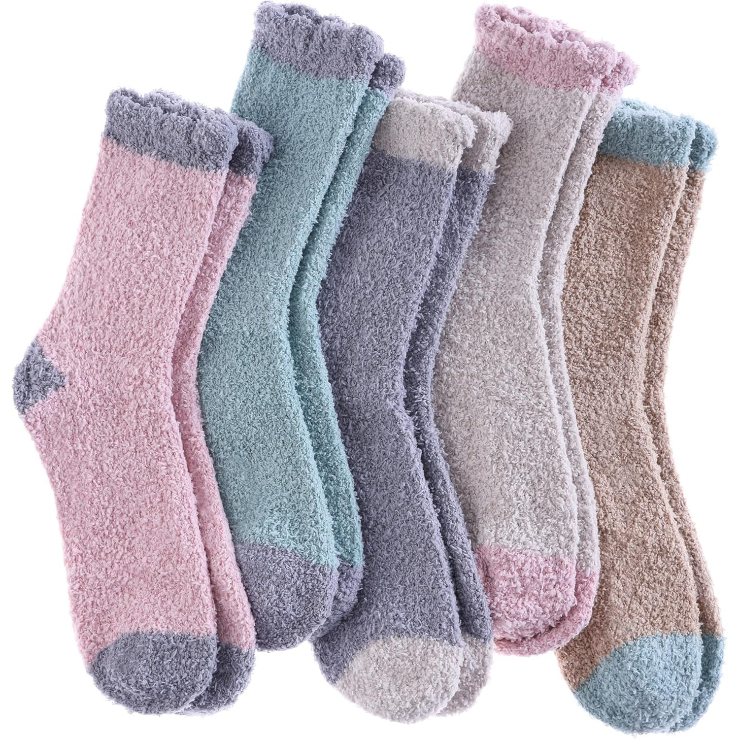 5 Pairs Women Super Soft Fuzzy Plush Warm Winter Slipper Socks