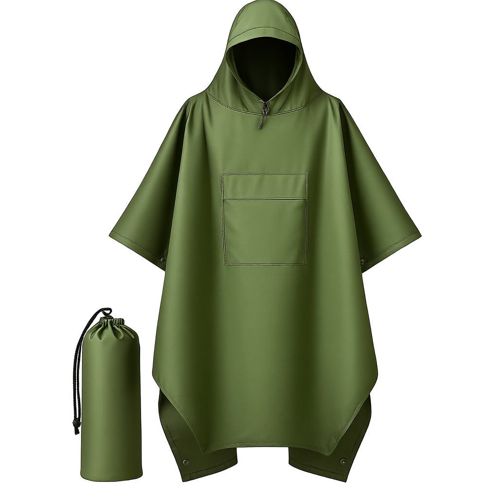 Hooded Rain Poncho For Adult With Pocket