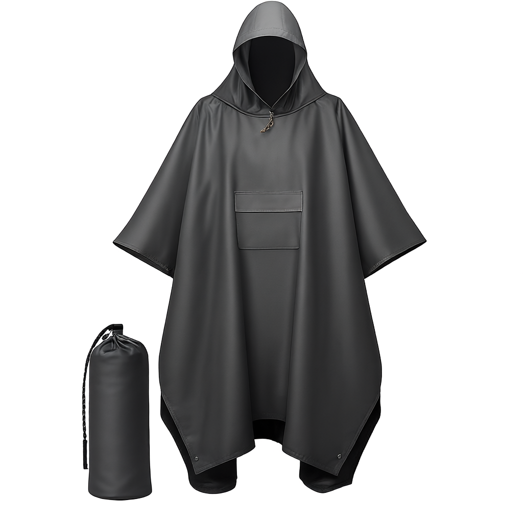 Hooded Rain Poncho For Adult With Pocket