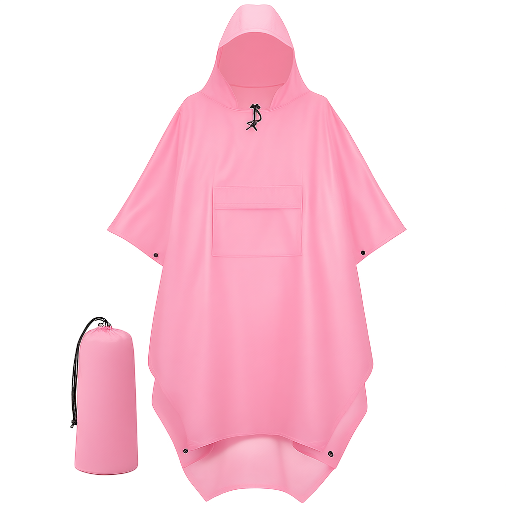 Hooded Rain Poncho For Adult With Pocket