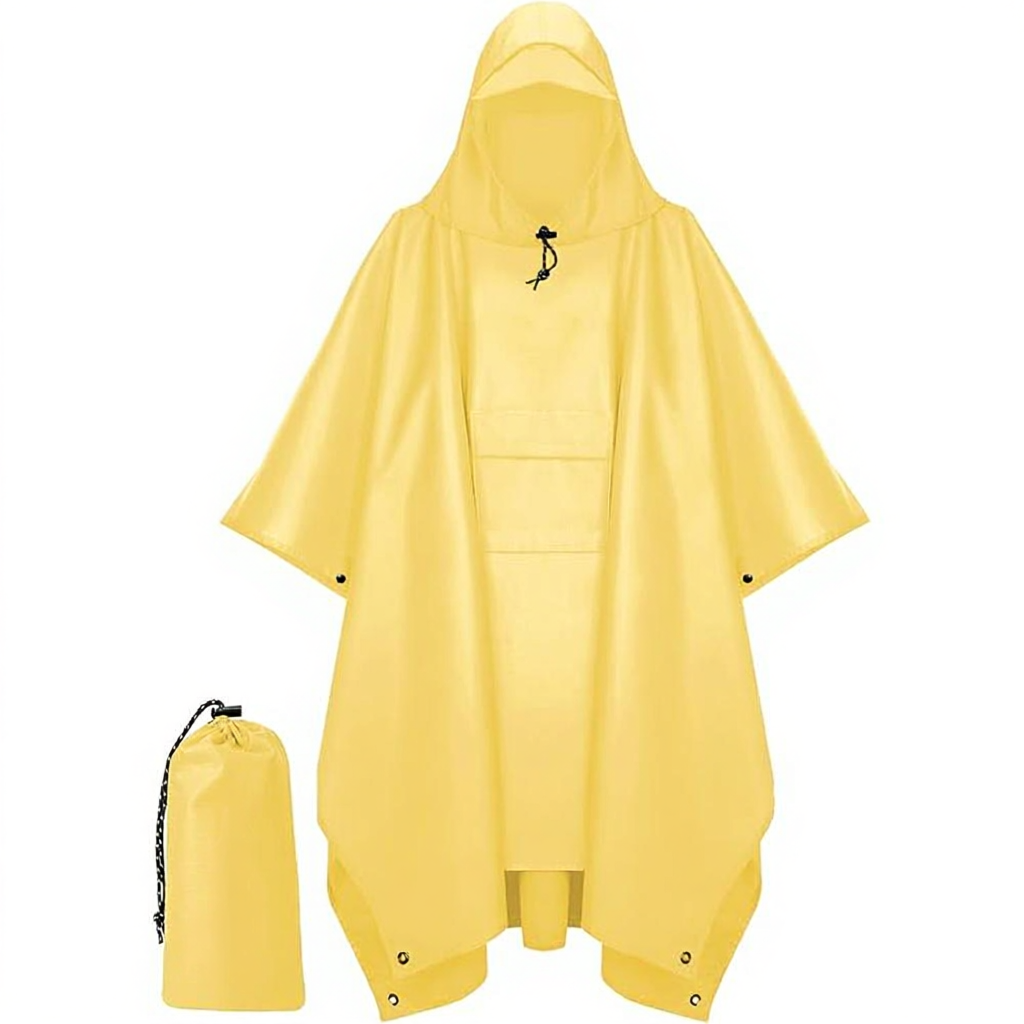 Hooded Rain Poncho For Adult With Pocket