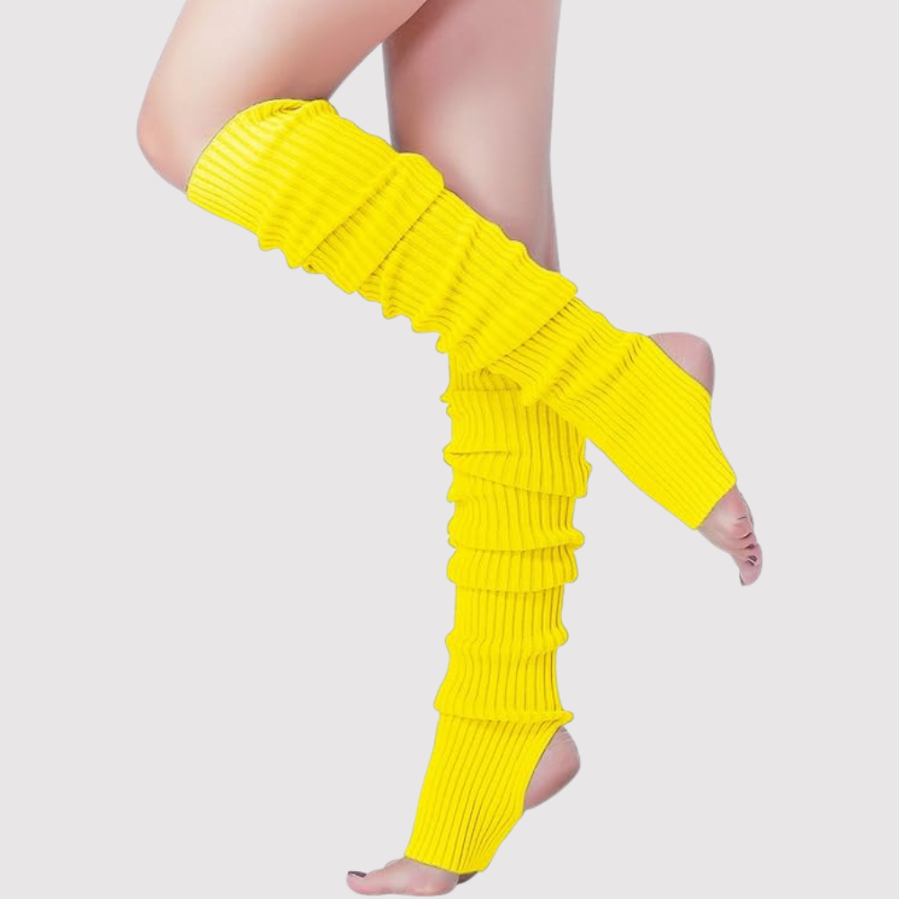 Women 80s Party Ribbed Knit Long Leg Warmer