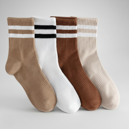 Pack Of 4 Striped Casual Crew Socks