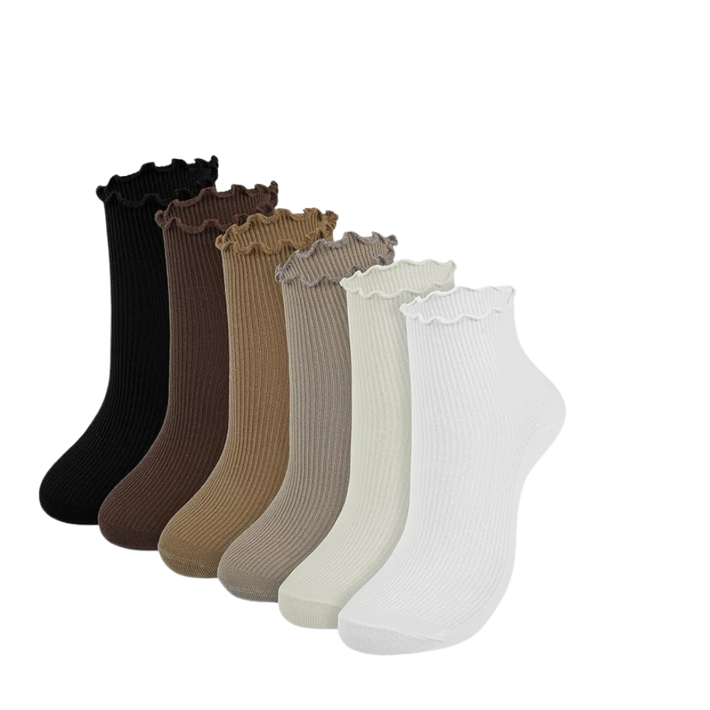 Pack of 6 Ruffle Low Cut Frilly Socks For Women